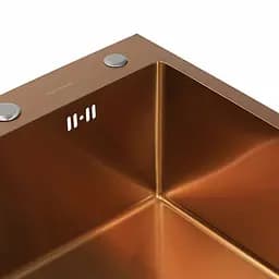 Кухонна мийка Platinum Handmade PVD мідь 500x500x220 (3,0/1,5 мм корзина та дозатор в комплекті), Теплый закат - мініатюра 4
