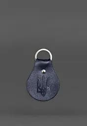 Патриотический кожаный брелок с гербом темно-синий