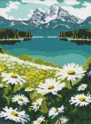 Набор с алмазной мозаикой на подрамнике Цветущие ромашки Ideyka AMO7803, 30x40 см
