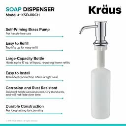 Дозатор для миючого засобу Kraus KSD-80CH, Хром - мініатюра 3