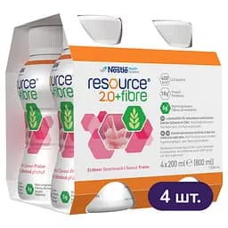 Набір ентеральне харчування Nestle Health Science Resource 2.0+Fibre зі смаком полуниці 3.2 л (4 уп. х 4 шт. х 200 мл)