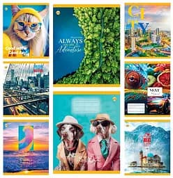 Тетради ученические 96 листов клетка Твердая Микс 1, 10 шт. в упаковке