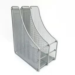 Лоток для бумаги металлический вертикальный Сетка, 2 секции, серебро