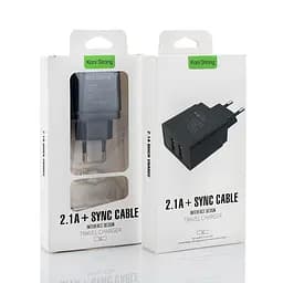Блок Адаптер живлення Koni STRONG K2 + micro cable 2 USB 2.1A набір білий - мініатюра 3