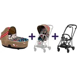 Люлька Cybex Mios Lux by Karolina Kurkova One Love + Комплект текстиля Cybex Mios Karolina Kurkova One Love + Шасси для коляски Cybex Mios LS RBA Matt Black