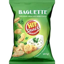 Сухарики Hit Snack Багет со вкусом сметаны и зелени 60 г (925078)