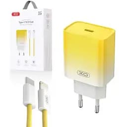 Зарядний пристрій XO CE18 30W набір із кабелем Type-C Lightning жовтий