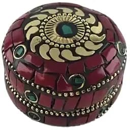 Скринька металева з коралами та бірюзою 3.2х4.7 см