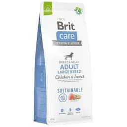 Сухой корм Brit Care Dog Sustainable Adult Large Breed для собак крупных пород, с курицей и насекомыми, 12 кг