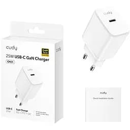 Зарядний пристрій Cudy 25W GaN 1×USB-C QC+PD 3.0 (CH25_EU) - мініатюра 2