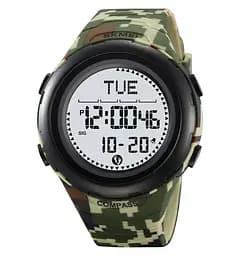 Годинник чоловічий наручний спортивний Skmei 2166 Compass з компасом і крокоміром (Камуфляж з білим)