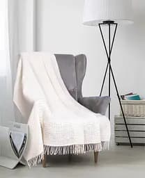 Плед вовняний Vladi Рогожка 200х220 біла