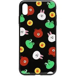 Чохол-накладка Toto Cartoon Print Glass Case Apple iPhone XS Max Line friends Black
