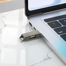 USB флеш накопичувач Hoco UD14 128GB 2 в 1 USB 3.2/ Type-C металевий сірий - мініатюра 3