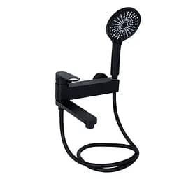 Смеситель для ванны Qtap Jay с поворотным изливом (c душевым гарнитуром) QTJAY260BLM45548 Black matt Черный матовый