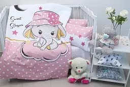 Комплект постільної білизни в ліжечко Tag Tekstil Sweet sleeper pink для немовлят Слоненя (рожевий)