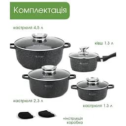 Набір каструль Edenberg, посуд з антипригарним покриттям, казани з керамічним гранітним покриттям, 8 предметів, Чорний - мініатюра 12