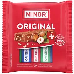 Батончики Minor Шоколод с крошкой жареного фундука 110 г (5 шт. х 22 г)