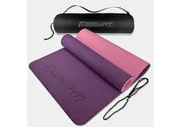 Коврик для йоги и фитнеса EasyFit TPE+TC 6 мм двухслойный + Чехол фиолетовый с розовый (EF-1924s-VP)