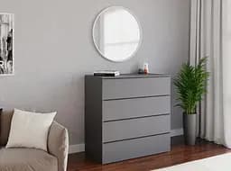 Комод Flamecame на 4 ящика с ручками на всю длинну из ДСП II FTX-4 Антрацит