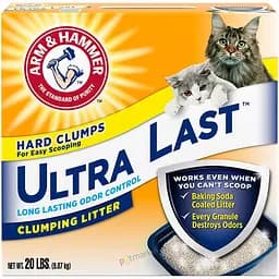 Бентонитовый наполнитель Arm & Hammer ULTRA LAST 9.07 кг комкующийся для кошачьего туалета ароматизированный