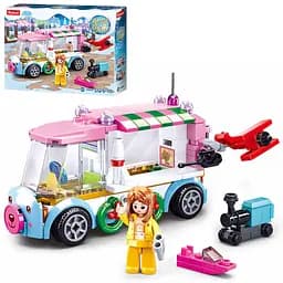 Конструктор детский SLUBAN Машина-станция, M38-B0889D, 143 детали, фигурки персонажей