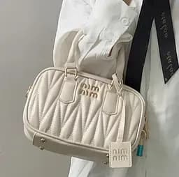 Жіноча шкіряна сумка Miu Miu (Біжова)