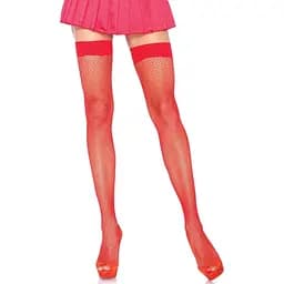 Чулки Leg Avenue Nylon Fishnet Thigh Highs Red One size