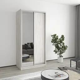 Шафа-купе дводверна MebelStar Стандарт AL ДСП/Дзеркало 100x60x210 см Аляска сірий (MBS-2450)