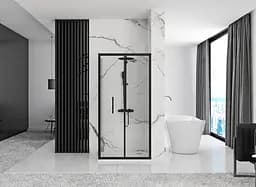 Душова кабіна Rea Rapid Fold 80x100 black REA-K6421 + REA-K6420, Чорний матовий, Універсальна, прозрачний, Чорний матовий - мініатюра 5