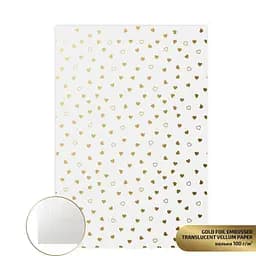 Калька напівпрозора з тисненням „Gold Hearts“, 21х29,7см, 100 г/м2, ROSA TALENT