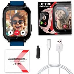 Смарт-годинник JETIX DF100 Pro з 4G відеодзвінком, вібродзвінком і вологозахистом IP67 - Blue - мініатюра 9