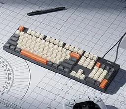 Клавіатура HOCO GM61 дротова мембранна Phantom (3-Color 104 клавіші), USB, (Ukrainian version), сіро-біла з помаранчевим - мініатюра 7