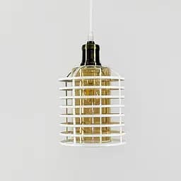 Підвіс в стилі Лофт з янтарним плафоном у білому корпусі 30х17 см | Line F | Арт. 12056/1 WT+AM