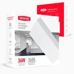 Накладний настінно-стельовий світлодіодний світильник 1-MSP-3641-SSW MAXUS SP Ceiling 36W 4100K Square Slim White