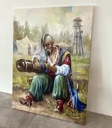 Інтер'єрна картина Старий козак, Україна, історія, інтер'єрний декор, 85×60 см (id2433) - мініатюра 4