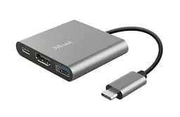 Хаб Dalyx 3-in-1 USB-С > USB-А 3.2/USB-С/HDMI Алюминий 0.1м черный Trust teh0018432