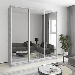 Шкаф-купе трехдверный MebelStar Стандарт AL 3 Зеркала 230x60x240 см Бетон (MBS-1877)