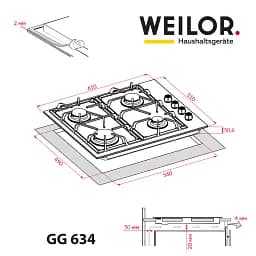 Поверхня газова на склі Weilor GG 634 BL - мініатюра 12
