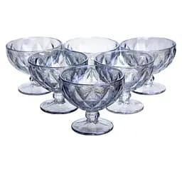 Набор креманок Diamond Blue 6 штук по 300 мл. HP-19-277 прозрачный для десертов йогуртов с огранкой Yiwu HP-19-277