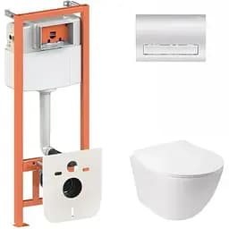 Набір Q-tap інсталяція 3 в 1 Nest QT0133M425 з панеллю змиву лінійною QT0111M08381CRM + унітаз з сидінням Jay QT07335176W