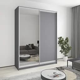 Шкаф-купе двухдверный MebelStar Комбо AL ДСП/Зеркало 180x60x240 см Антрацит (MBS-4131)