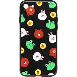 Чохол-накладка Toto Cartoon Print Glass Case Apple iPhone 7/8/SE 2020 Line friends Black