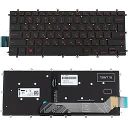Клавіатура для ноутбука DELL (Inspiron: 5378), rus, black, без фрейма, підсвічування клавіш(RED), оригінал