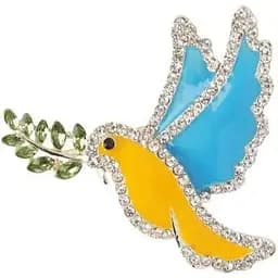 Брошь Голубь мира брошь-булавка символ Украины желто-голубая