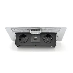 Розетка для підлоги висувна із заземленням J29L, дві розетки + 2 * USB, Input: AC 100-250V 16A, Silver - мініатюра 2