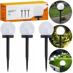 Світильник садовий кульковий на сонячних батареях білий 3 шт