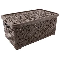 Корзина Консенсус Basket 7 л с крышкой сетчатая коричневая (29226)
