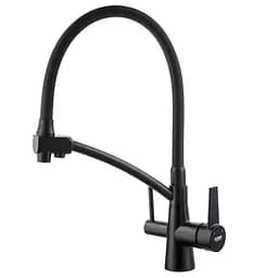 Смеситель для кухни на две воды с гибким изливом Koer KB-72003-05 KR3376 Черный матовый