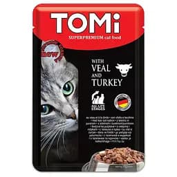 Вологий корм TOMi Superpremium Veal Turkey телятина індичка консерви для котів, пауч 100 г